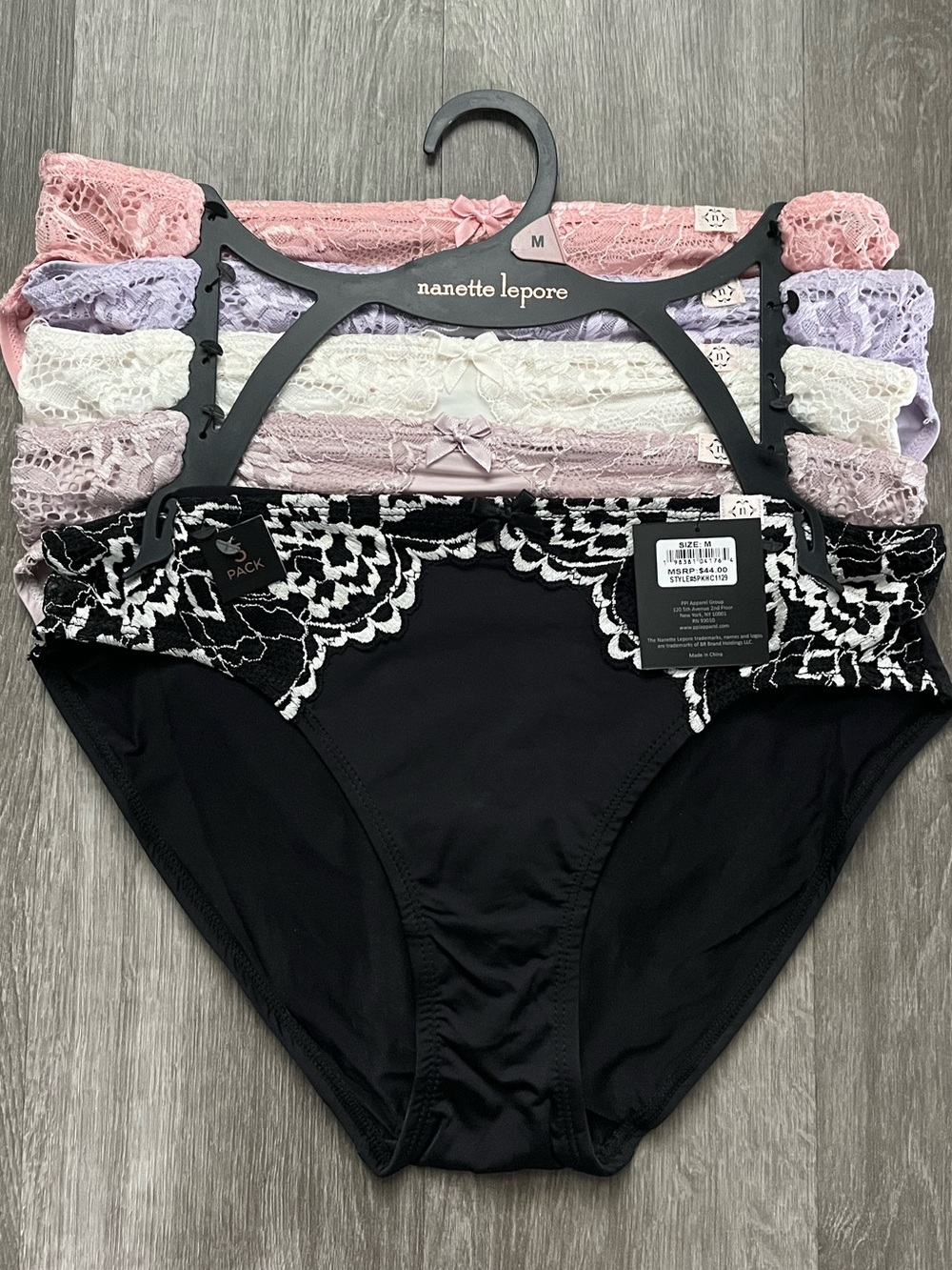 NWT Five Pair Women's Medium Nanette Lepore Bikini Panties Lace Trim